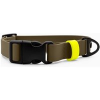 THE DOG IDEA Biothane Halsband Khaki Klickverschluss neon gelb S