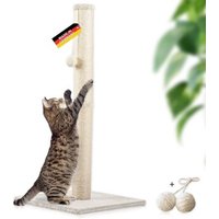 Rohrschneider ® Kratzbaum L, mit Katzenspielzeug, Bodenplatte mit Cordbezug
