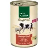 REAL NATURE Original Nassfutter Katze, Adult, Lamm mit Rind und Distelöl 24x400 g