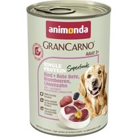 animonda GranCarno Single Protein Superfoods Nassfutter Hund Adult, Rind und Rote Bete, Brombeeren, Löwenzahn 6x400 g