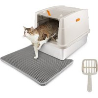 All for paws Edelstahl Katzentoilette mit Vorleger & Schaufel sand