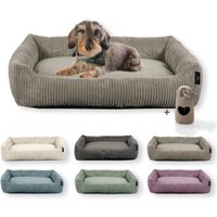 Rohrschneider Hundebett mit Gratis-Beigabe, waschbar, robuster Breit-Cordstoff taupe