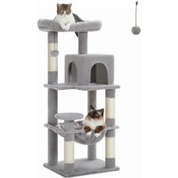 Pawz Road 116 cm Kratzbaum für 2-3 Katzen mit Hängematte hellgrau