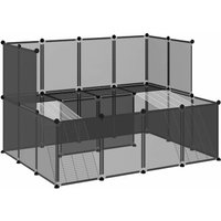 VidaXL Kleintierkäfig PP Stahl Freigehege Transparent/Schwarz schwarz 1,43 m, 1,07 m, 93 cm