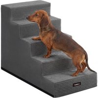 FEANDREA Hundetreppe, 2/3/4/5 Stufen Haustiertreppe aus grauem Cordstoff Waschbar schiefergrau XXL