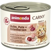 animonda Carny Nassfutter Katze Adult Huhn, Pute und Entenherzen 6x200 g