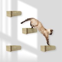 Rohrschneider ® Katzentreppe, Wandelement für Katzen mit starkem Sisalseil, 4-er Set natur / beige