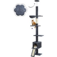 Pawz Road Deckenhoher Katzenbaumturm verstellbar dunkelgrau