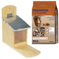 AniOne Eichhörnchen Futterspender mit PREMIERE Eichhörnchenfutter Gourmet Mix 600g