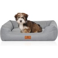 Knuffelwuff Hundebett Emma aus Velours mit feinem Handwebcharakter in Pastellfarben petrol S