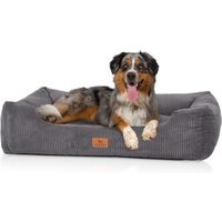 Knuffelwuff Hundebett aus Cord mit Handwebcharakter Olivia grau S