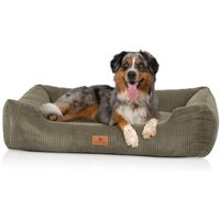 Knuffelwuff Hundebett aus Cord mit Handwebcharakter Olivia khaki S