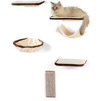 Rohrschneider ® Katzen-Kletterwand 6-teilig beige-braun