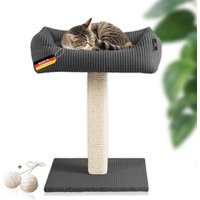 Rohrschneider ® Katzenbaum Wolly mit kuscheligem Katzenbett, waschbarer Kissenbezug dunkelgrau