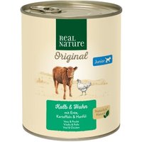 REAL NATURE Nassfutter Hund, Junior, Kalb und Huhn 24x800 g