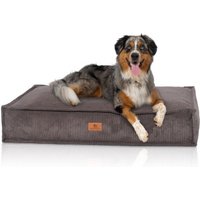 Knuffelwuff Hundekissen Lesedi aus Cord mit Handwebcharakter braun/ grau M-L