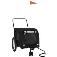 VidaXL Fahrradanhänger Hund 134 x 68 x 74 cm (L x B x H) schwarz