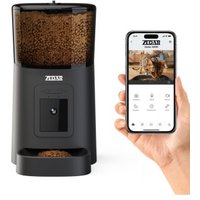 Zedar Futterautomat Katze mit kamera - Edelstahl napf - 6 Liter - mit APP Steuerung - Automatischer Futterspender für Trockenfutter - Design für Katzen & Hunde - A900