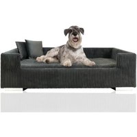 Rohrschneider ® Hundesofa, Hundebett Cord für mittelgroße und große Hunde, inkl. 2 Dekokissen dunkelgrau
