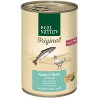 REAL NATURE Original Nassfutter Katze, Adult, Lachs und Huhn mit Distelöl 6x400 g