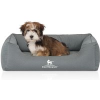 Knuffelwuff Orthopädisches Wasserabweisendes Hundebett Leon aus Velours mit Handwebcharakter petrol S