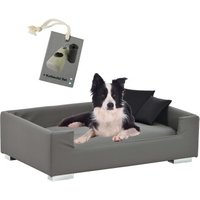 Rohrschneider Hundesofa mit Gratis-Beigabe, Hundecouch Kunstleder grau