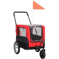 VidaXL 2-in-1 Fahrradanhänger und Buggy für Hunde rot