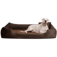 Tierlando VINCENT High-Tech-Velours (Triton) und Cord - Orthopädisches Hundebett braun 90 cm, 22 cm, 75 cm