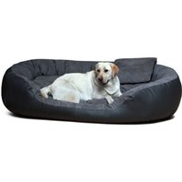 Tierlando Hundebett PHILIP VIP Kunstleder Velours 110 140 170cm XL XXL XXXL schwarz/ graphit 1,1 m, 25 cm, 80 cm