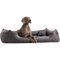 Tierlando PLUTO SOFT - Orthopädisches Hundebett aus samtweichem Velours schwarz/ graphit 1,1 m, 25 cm, 90 cm