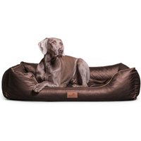 Tierlando LOUIS - Orthopädisches Hundebett aus gestepptem Kunstleder braun 80 cm, 22 cm, 60 cm