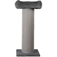 Rohrschneider ® XXL Kratzbaum, Cord-Bezug, tauschbare Kratzmatte, Bett waschbar dunkelgrau 45 cm, 55 cm, 1,07 m