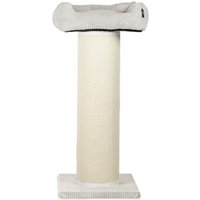 Rohrschneider ® XXL Kratzbaum, Cord-Bezug, tauschbare Kratzmatte, Bett waschbar beige 45 cm, 55 cm, 1,07 m