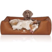 Knuffelwuff Orthopädisches Hundebett Chesapeake aus Laser gestepptem marmoriertem Kunstleder terracotta M-L