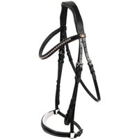 Hans Melzer Horse Equipment Hans Melzer Trense Valluhn schwarz/silber hannoversches Reithalfter weiß unterlegt LACK WB (Warmblut)