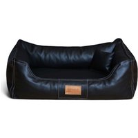 Tierlando ® Orthopädisches Hundebett Maddox Kunstleder Hundesofa Mittelgroß Große Hunde Hundesofa XL XXL schwarz 1 m, 25 cm, 75 cm