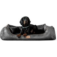 Tierlando ALBERTO ORTHO Orthopädisches Hundebett mit Velours Vintage schwarz/ graphit 1 m, 25 cm, 75 cm