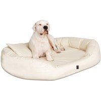 Tierlando ® Orthopädisches Hundebett SAMMY | Robuster Polyester | Dicke Umrandung creme 1,4 m, 30 cm, 1,05 m