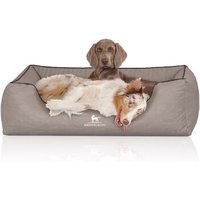 Knuffelwuff Orthopädisches Hundebett Columbia aus laser-gestepptem Kunstleder hellgrau XL
