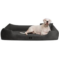 Tierlando VINCENT High-Tech-Velours (Triton) und Cord - Orthopädisches Hundebett schwarz/ graphit 1,3 m, 25 cm, 1 m
