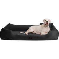 Tierlando VINCENT High-Tech-Velours (Triton) und Cord - Orthopädisches Hundebett schwarz 1,3 m, 25 cm, 1 m