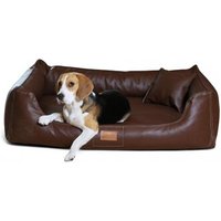 Tierlando ® Orthopädisches Hundebett Maddox Kunstleder Hundesofa Mittelgroß Große Hunde Hundesofa XL XXL braun 1,2 m, 25 cm, 85 cm