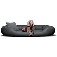 Tierlando ® Orthopädisches Hundebett Sammy VISCO | Kunstleder - High-Tech-Velours schwarz/ graphit 1,4 m, 30 cm, 1,05 m