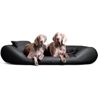 Tierlando ® Orthopädisches Hundebett SAMMY | Pflegeleichtes Kunstleder | L-XXXXL schwarz/ graphit 1,4 m, 30 cm, 1,05 m