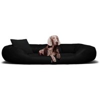 Tierlando ® Orthopädisches Hundebett Sammy VISCO | Kunstleder - High-Tech-Velours schwarz 1,4 m, 30 cm, 1,05 m