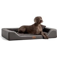 Tierlando ® Orthopädisches LUXUS-Hundebett MELODY LATEX Soft Kunstleder Velours schwarz/ graphit 1 m, 22 cm, 75 cm