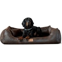 Tierlando ALBERTO ORTHO Orthopädisches Hundebett mit Velours Vintage braun 1,2 m, 25 cm, 85 cm
