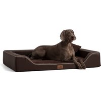 Tierlando ® Orthopädisches LUXUS-Hundebett MELODY LATEX Soft Kunstleder Velours braun 1 m, 22 cm, 75 cm