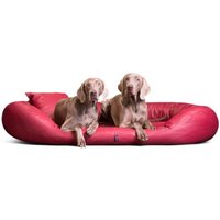 Tierlando ® Orthopädisches Hundebett SAMMY | Pflegeleichtes Kunstleder | L-XXXXL dunkelrot 1,4 m, 30 cm, 1,05 m