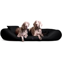 Tierlando ® Orthopädisches Hundebett SAMMY | Pflegeleichtes Kunstleder | L-XXXXL schwarz 1,4 m, 30 cm, 1,05 m